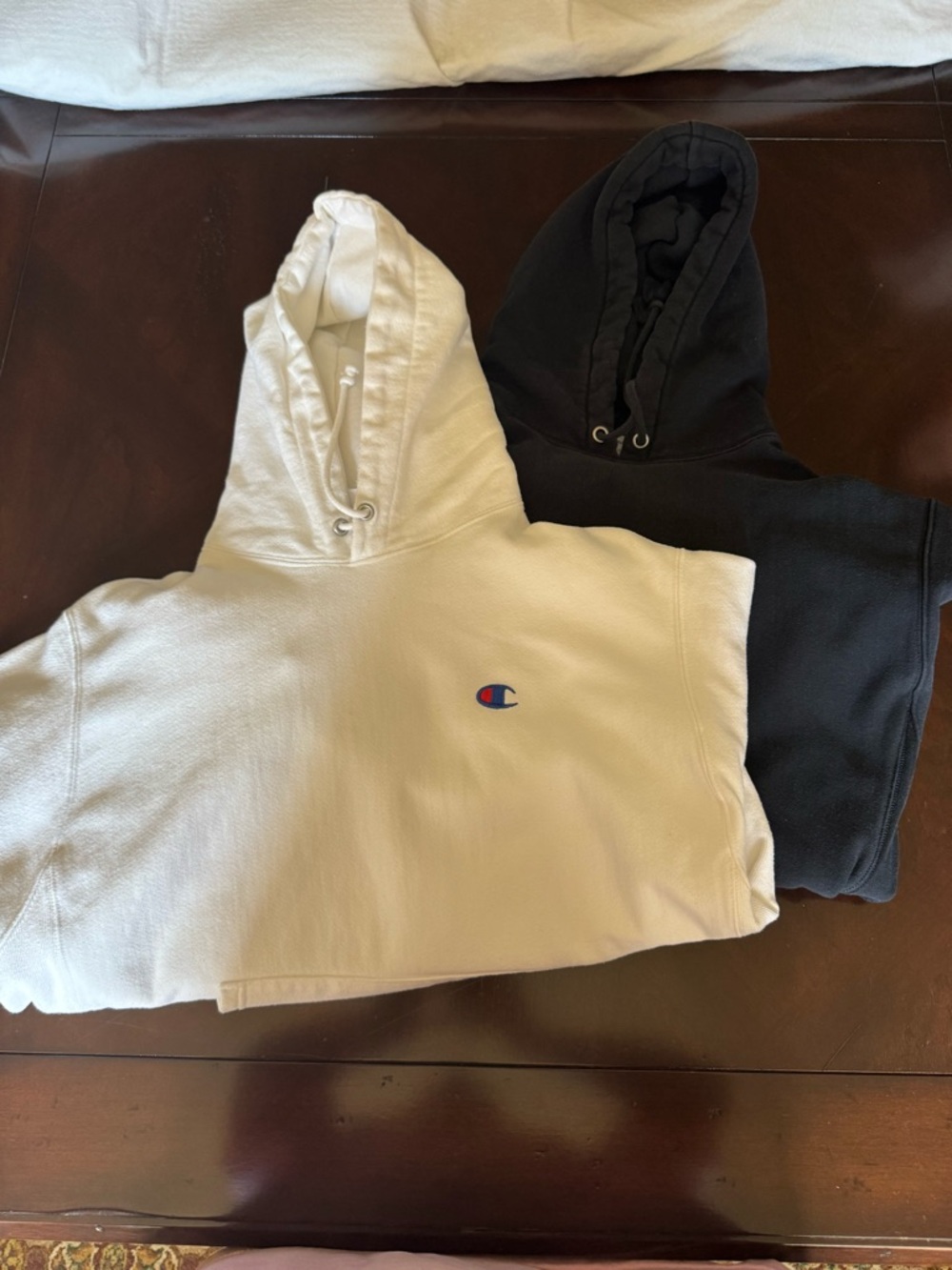 2 Champion White and Black Pullover Hoodie with Kangaroo Pocket